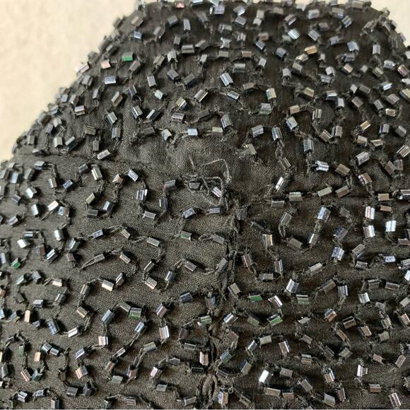 Womens Gorgeous Silk‎ Beaded Formal Blouse Sz XS Black Silk Scalloped Hem Lined - Picture 14 of 14